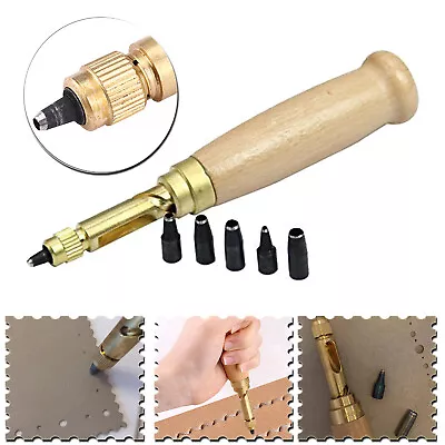 Screw Hole Punch Tool Removable Drill 6 Tip Leather Hole Gasket Card Cutting • £9.09