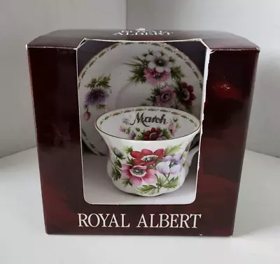$21.99 • Buy Royal Albert Cup & Saucer Bone China Flower Of Month Anemones 2002 BOX