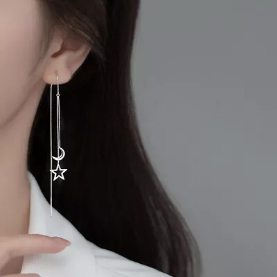 Star Moon Ear Chain Fashion Earrings Long Tassel Hollowed Jewelry For Girls  • $1.68