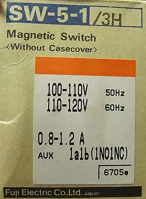 FUJI SW-5-1/3H Magnetic Starter Switch 110/120V .8-1.2 Amp SW 5 1 3H • $70