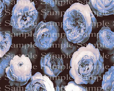 Blue Roses Birthday ~ Edible 2D Fondant Cake Cupcake Topper ~ D24179 * • $9.98