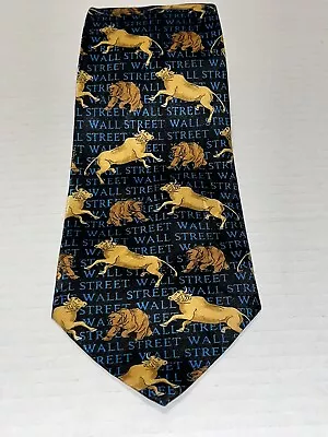 Steven Harris Mens Tie Wall Street Golden Ox  Bear Black Classic Stock Exchange • $7