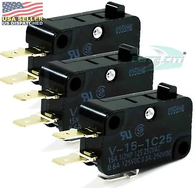 Omron Micro Limit Switch V-15-1C25 15A 125/250VAC #E66D (Pack Of 3) • $16.87