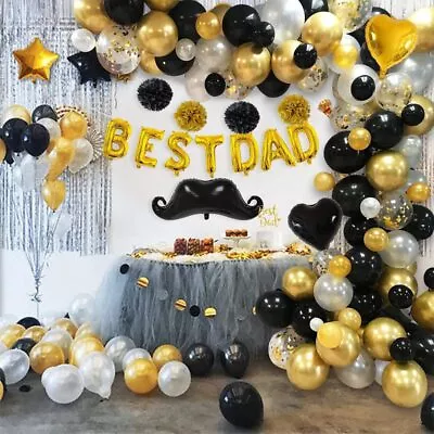 Happy Fathers Day Balloons Banner Bunting Arch Garland Best Dad Foil Decor Bal • $3.60