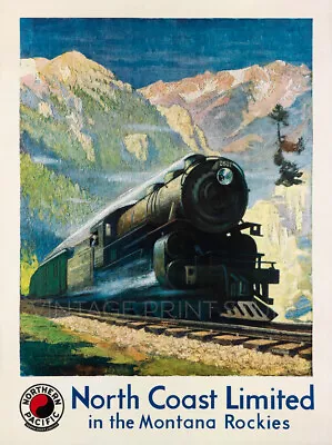 Montana Rockies 1929 North Coast Vintage Train Travel Giclee Canvas Print 15x20 • $39