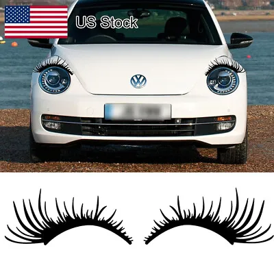 17x8inch 3D Black Big Eyelashes Decal Fit Headlight Fog Light Universal Sticker • $20.99