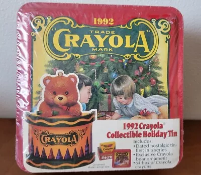 Vintage 1992 Crayola Holiday Christmas Tin W/ Ornament Gift & Crayons - New  • $9.99