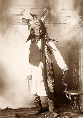 £4.89 • Buy Native American Geronimo Apache Warrior Bonnet Print Poster Wall Art Picture A4+