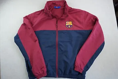 FCB Barcelona Adult XL Track Jacket Full Zip Up Black Football Soccer • $15.93