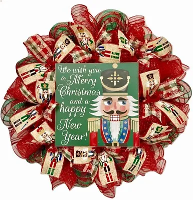 Christmas Nutcracker Wreath Handmade Deco Mesh • $115