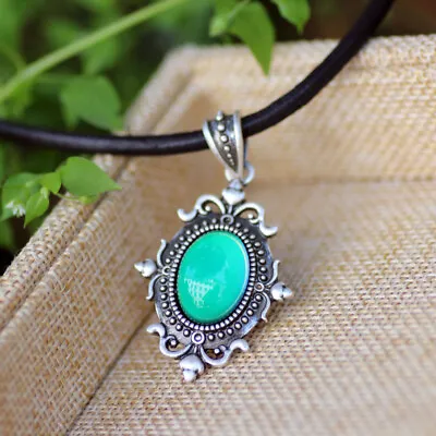 Womens Gift Mood Pendant Necklace Color Change Leather Chain Necklace For Sale • $9.39