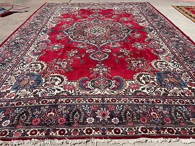 11x15 ANTIQUE ORIENTAL RUG HAND-KNOTTED RED BLUE VINTAGE Handmade 10x15 12x15 Ft • $3595