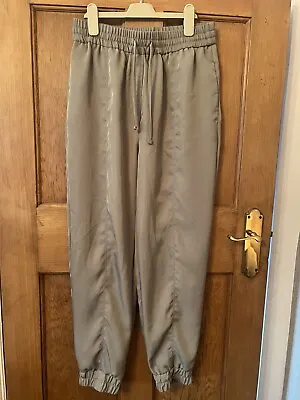 Zara Khaki Combat Trousers Joggers Size M Green Silky Joggers • £7.99