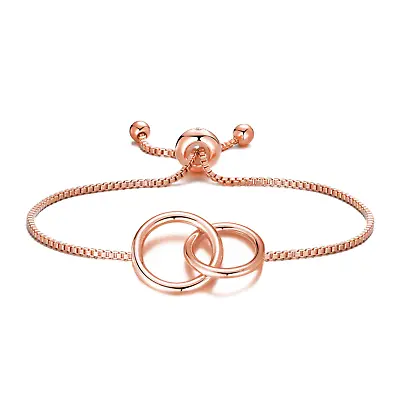 Rose Gold Plated Link Friendship Bracelet Created With Zircondia® Crystals • £8.99