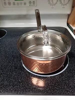 Viking  3-Ply Stainless Steel Hammered Copper Clad 2.25 QT Sauce Pan & Lid. Used • $46