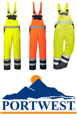 £37.85 • Buy Portwest Hi Vis Bib & Brace Safe Breathable Waterproof Workwear Dungarees S488