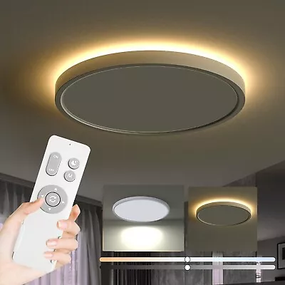 Flush Mount Ceiling Light Fixture Remote Control Nightlight Warm 3000K White • $36.88