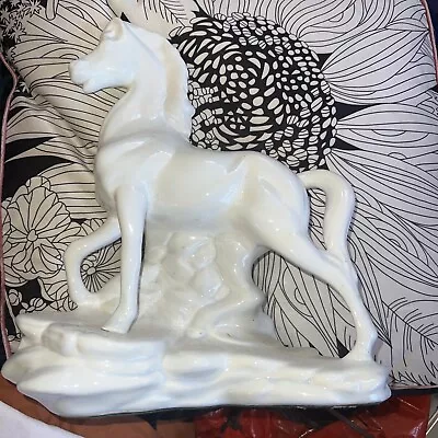 Vintage WHITE HORSE STALLION Mid Century MCM Maddux California Pottery TV Lamp • $50