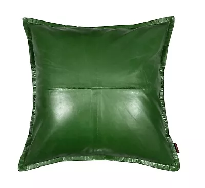 Genuine Leather Pillow Cover Throw Square Cushion Case Living Home Décor Green • $48.99