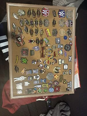 Huge Lot Of Pro Wrestling Crate Exclusive Pins With Corkboard • $55