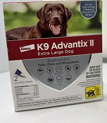 K9 Advantix II Flea & Tick Prevention For XL Dogs 55 LBS - 2 Pack 11556-144 • $25