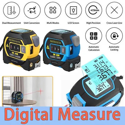 3 In 1 Digital Measure Tape Laser Distance Meter Measuring Tool Range Finder • $50.99