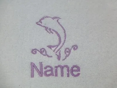 £4.58 • Buy DOLPHIN Embroidered Onto Towels, Bath Robes, Hooded Towel With Personalised Name