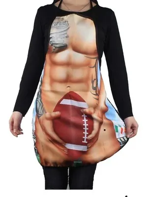 £5.99 • Buy Mens Novelty Funny Cooking Apron 6 Pack Abs Sexy Rugby American Football Player