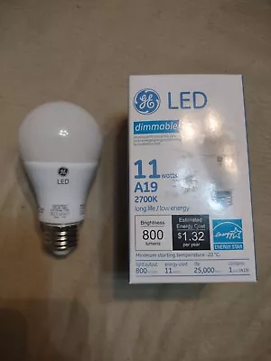 GE Energy Smart 11 Watt 800 Lumen Dimmable LED Light Bulb 11328 LED11DA19V/827 • $10