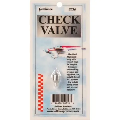 Sullivan S756 756 Aluminum Anti Siphon RC Airplane Gas Nitro Check Valve : YS • $27.26