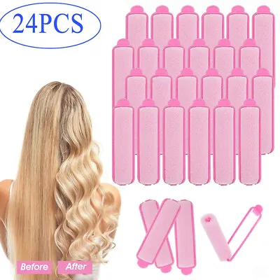 24pcs 60mm Sponge Hair Rollers Foam Hair Curlers Wave Styling Women Hair Kit • £5.89