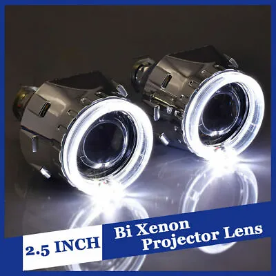 $41.98 • Buy 2.5   HID Bi Xenon Projector Lens Square LED Angel Eyes Retrofit Headlight DRLS