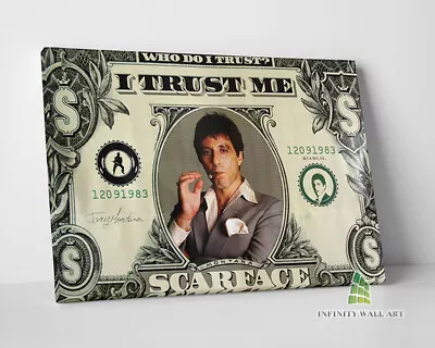 Scarface Dollar Bill Canvas Art Wall Art Mafia Gangster Picture Print Decor-E229 • £13.61