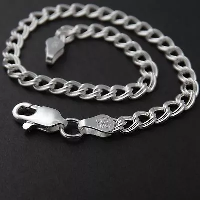 Sterling Silver Double Link Charm Bracelet - 7  And 8  Options Charm 925 Silver • $24