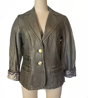 $15 • Buy V Cristina Women’s Faux Leather LongSleeve Jacket Gold Olive Color Size M 