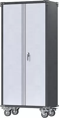 71' Metal Tools Storage Cabinet With Hanging Rod Lockable Rolling Cabinet • $252.99