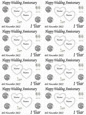 £3.99 • Buy Personalised 1st Paper Wedding Anniversary Gift Wrapping Paper ADD NAMES & DATE