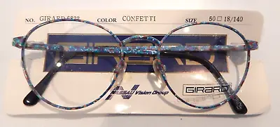 Vintage GIRARD 6822 Confetti 50/18 P3 Round Eyeglass Frame Lot NOS #241 • $9.99