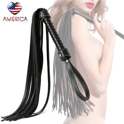 $12.89 • Buy 30'' PU Leather Riding Crop Flogger Whip Black Spanking Whip Portable Adult Game
