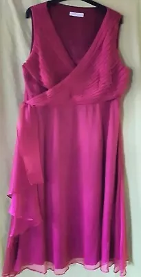 1x Ladies Side Frill Dress - Colour: (Dark Pink) Size 18 Pre Owned V.G.C. • £22.50