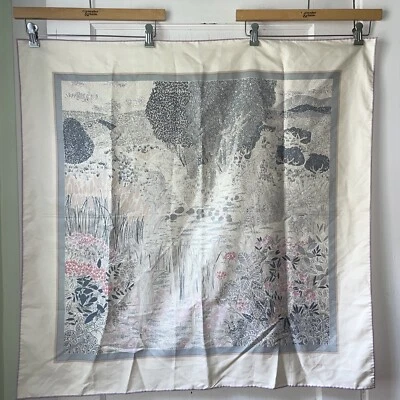 $32 • Buy JIM THOMPSON Ivory Landscape Print Thai Silk Scarf