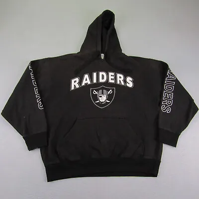 Vintage Oakland Raiders Hoodie Mens Medium Black NFL Football Pullover Sweater ^ • $24.48