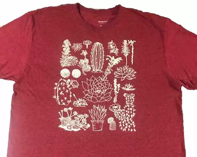 Sonoma Graphic Tee XL Red Flowers Cactus Womens Succulents Cotton Top • $3.50