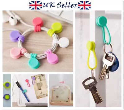 Magnetic Cable Earphone Cord Ties Winder Organiser Bookmark Holder Clip • £2.50