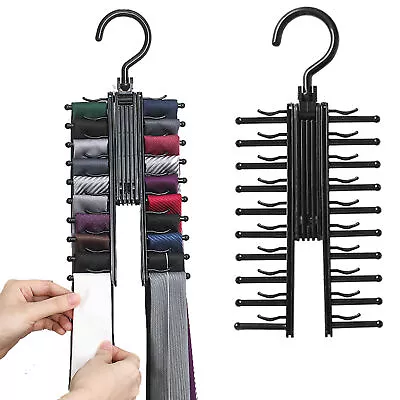 360° Adjustable Tie Rack Hanger Organizer Twirling Scarf Belt Closet Hook Holder • $9.38