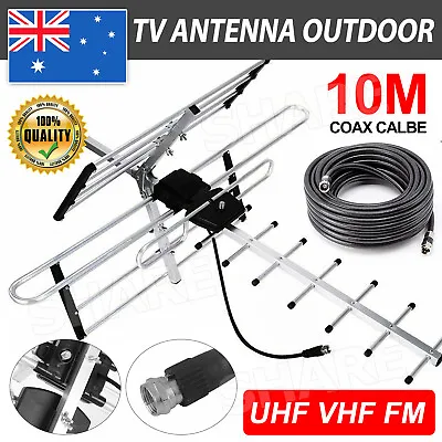 Digital Outdoor TV Antenna VHF UHF FM Signal Aerial Outdoor Amplifier Booster • $26.85