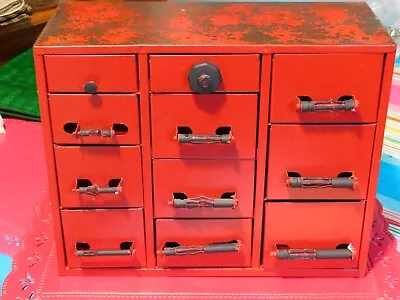 Vintage Red Metal Multi-Drawer Cabinet • $125