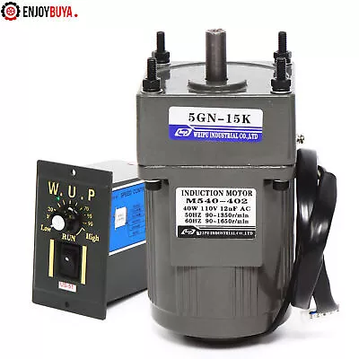 110V 40W AC Gear Motor Electric+Variable Speed Reduction Controller 90 RPM 1:15 • $58