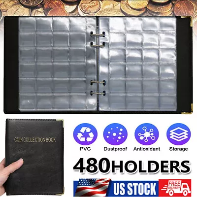 480 Coin Collection Book Holder Album Coins Storage Organizer For Collectors US • $13.59