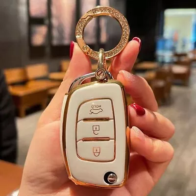 $19.99 • Buy TPU Car Remote Key Fob Case Cover For Hyundai I20 Ix35 Ix45 Tucson Elantra Beige